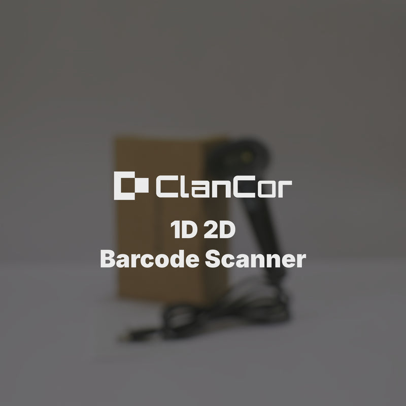 Clancor USB QR & Barcode Scanner — product demo video showing 1D and 2D barcode scanning